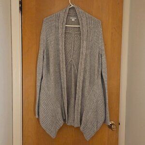 Garnet Hill Open Front Duster Cardigan Sz S/M Chunky Wool Alpaca Gray Oversized